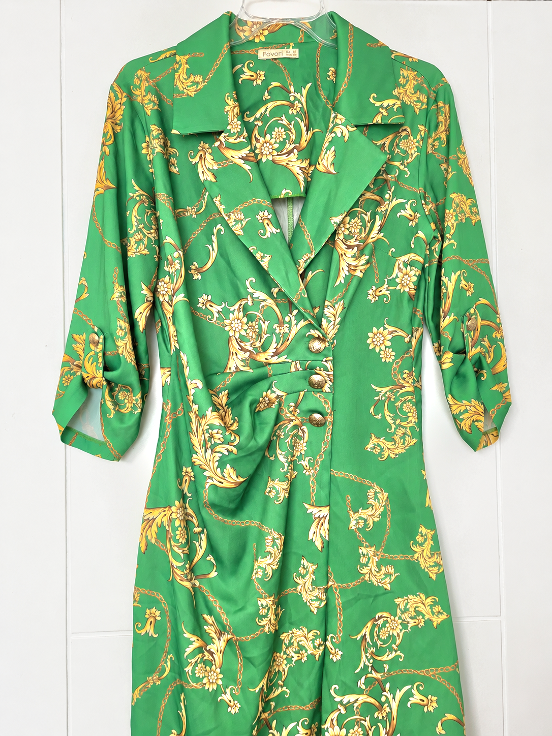 Green Satin Mini Wrap Dress S/M
