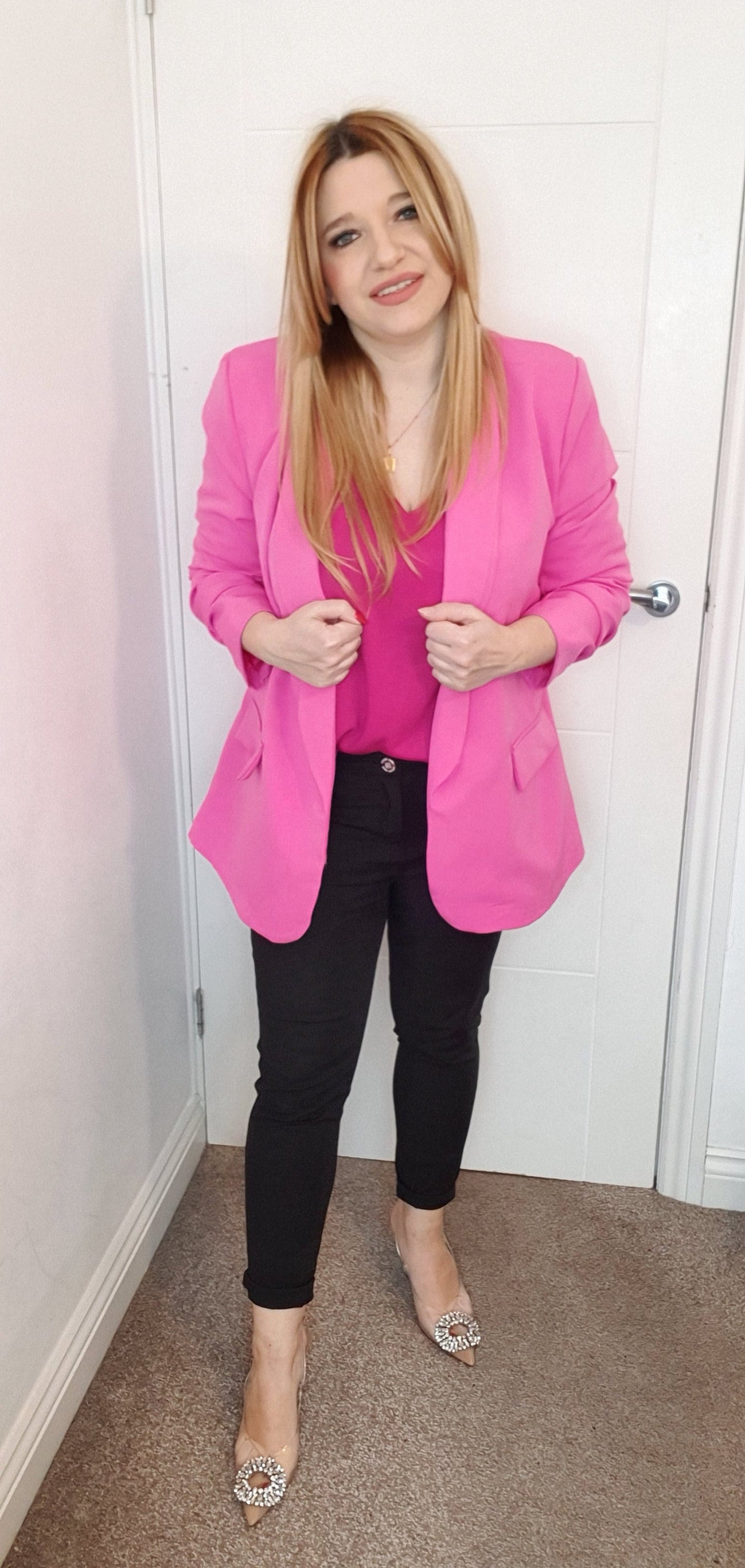 Pink Ruched Sleeve Blazer One Size 8-14 UK