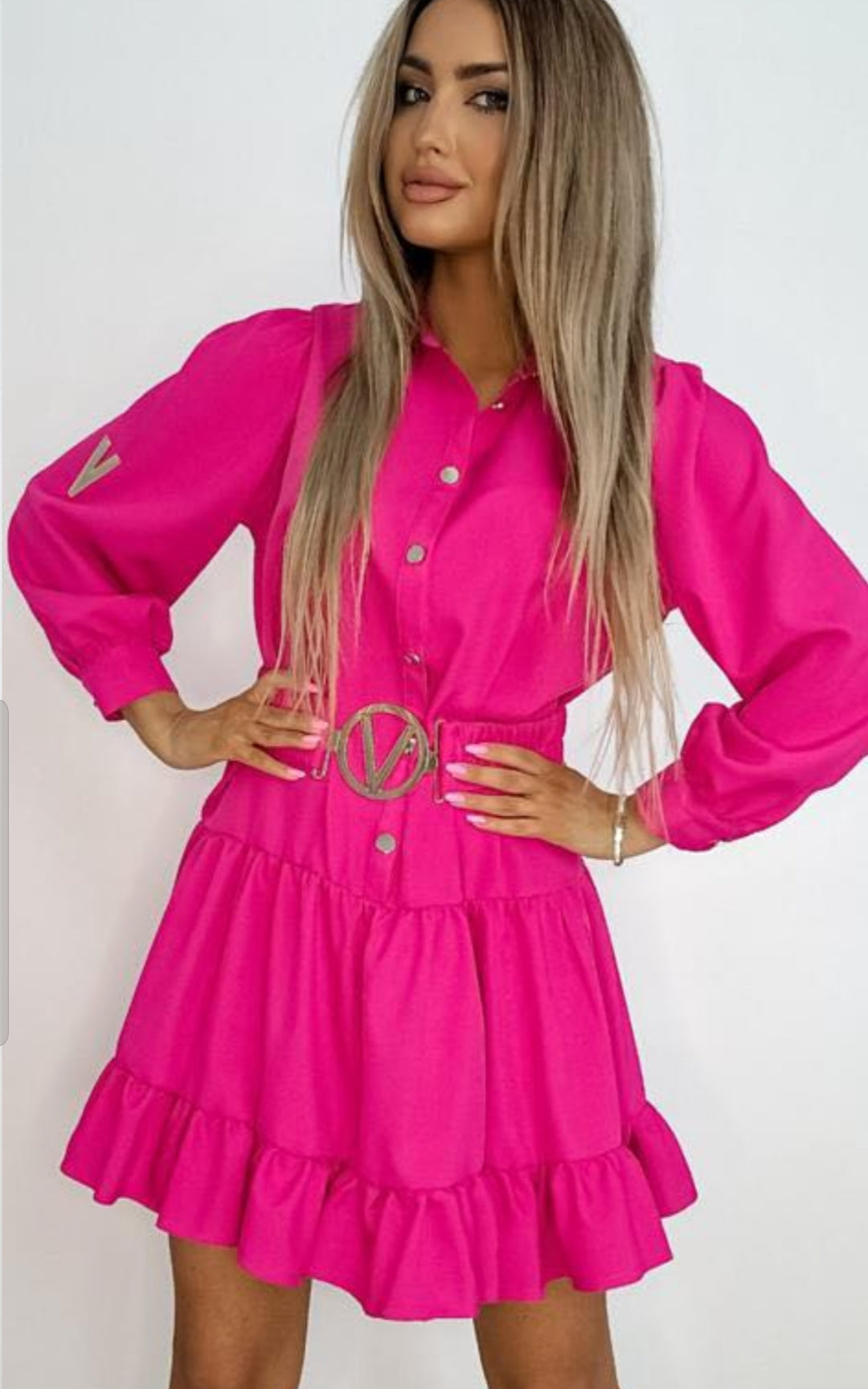 A Line Short Shirt Dress with Belt One Size 8-12 UK