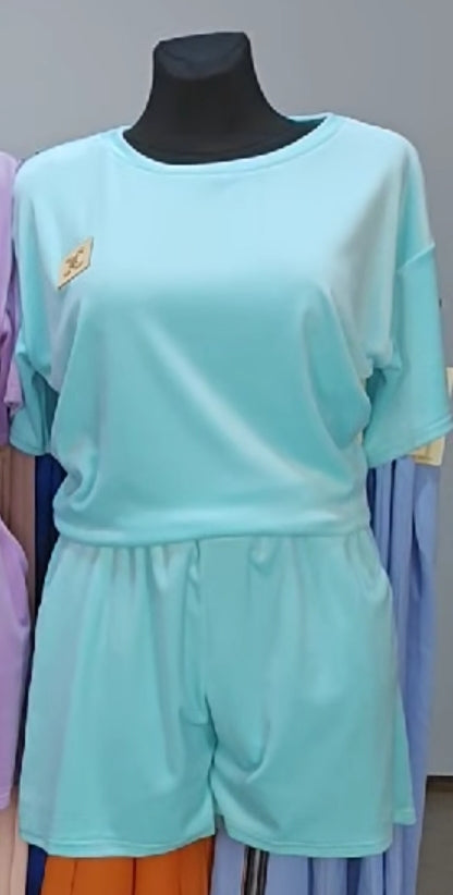 Mint Short Velour Crew Neck Tracksuit