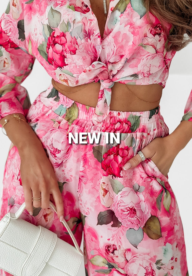 Pink Floral Print Coord Set Shirt And Trousers