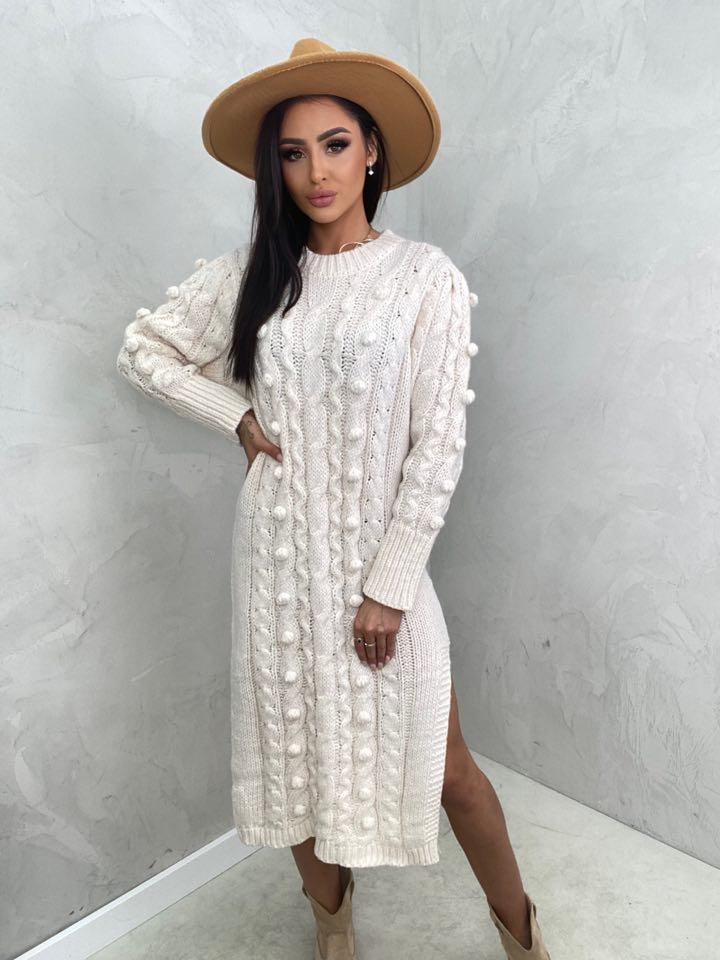Cream Midi Chunky Jumper Dress