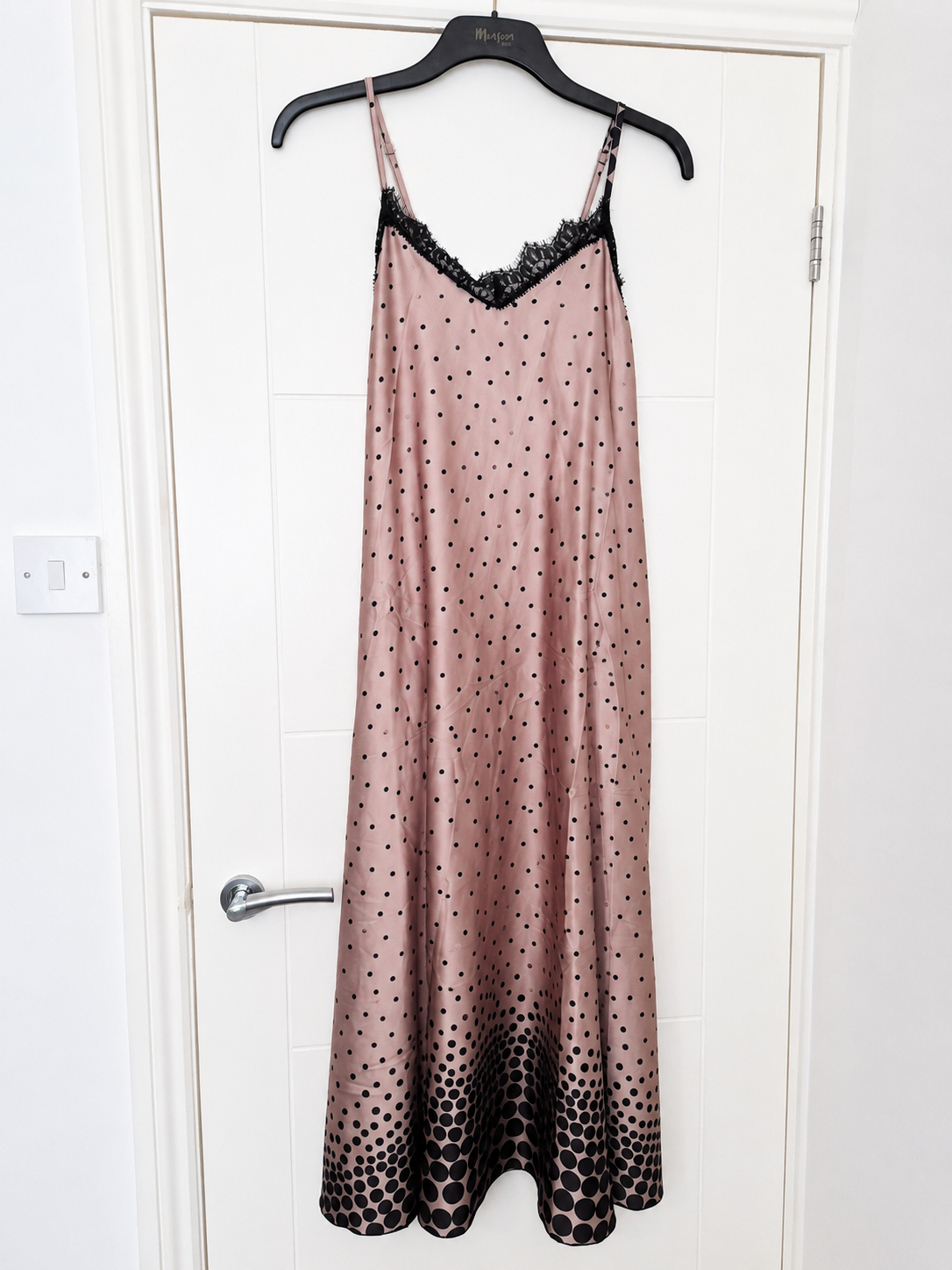 Maxi Satin Strap Polka Dot Dress