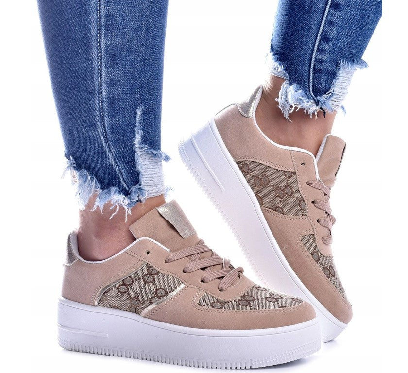 Camel Suedette Platform Trainers