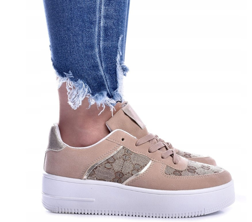 Camel Suedette Platform Trainers