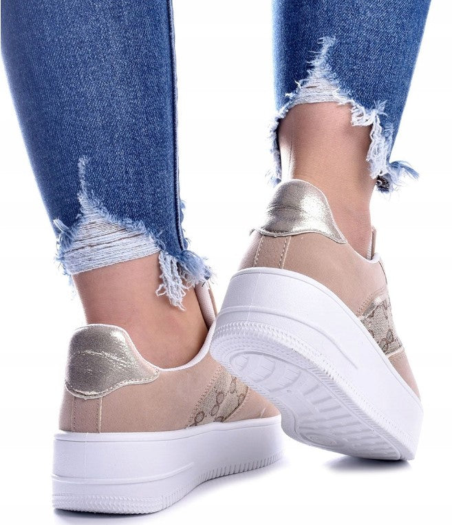 Camel Suedette Platform Trainers