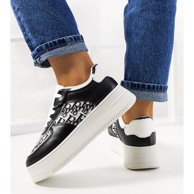 Black and White D Design Platform Trainers