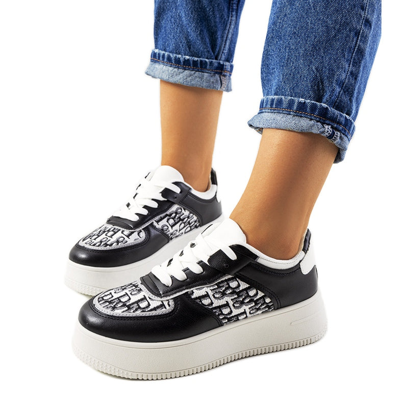 Black and White D Design Platform Trainers