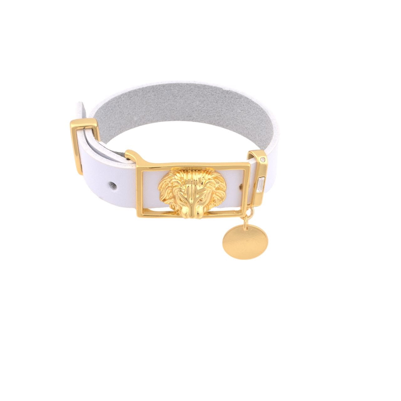 Colibra Lion Leather Bracelet 24 CT Gold Pleated