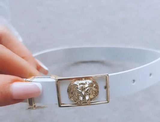 Colibra Lion Leather Bracelet 24 CT Gold Pleated