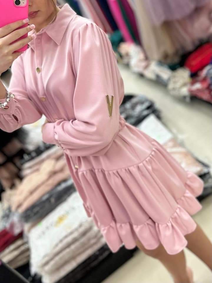 A Line Short Shirt Dress with Belt One Size 8-12 UK