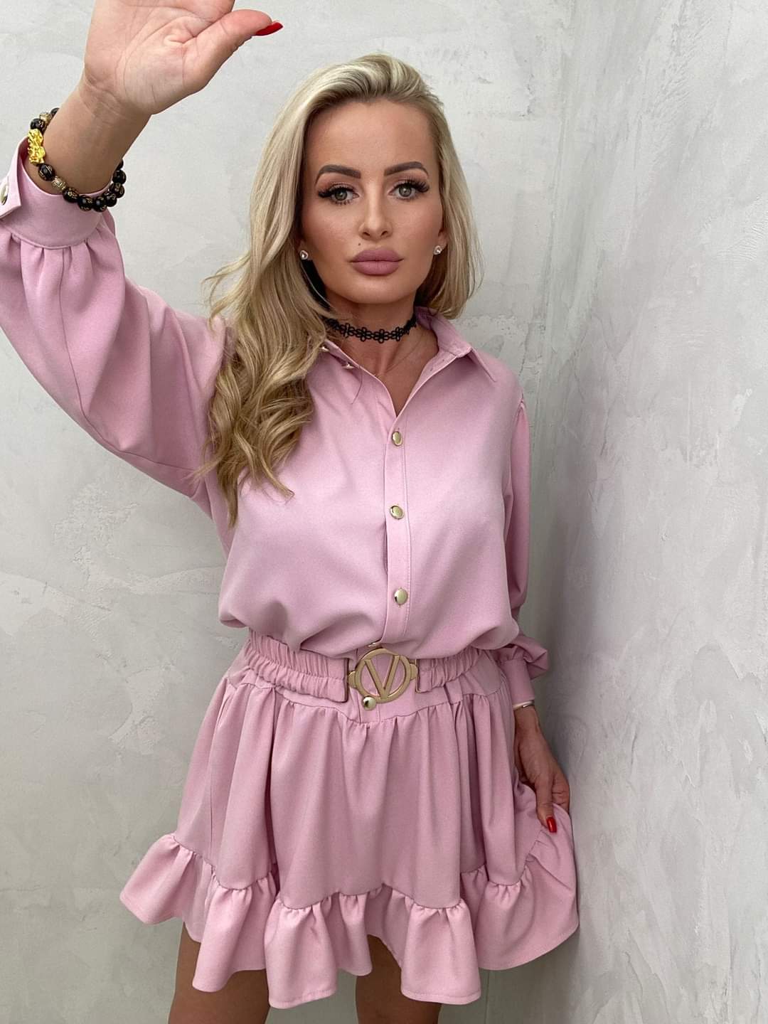 A Line Short Shirt Dress with Belt One Size 8-12 UK