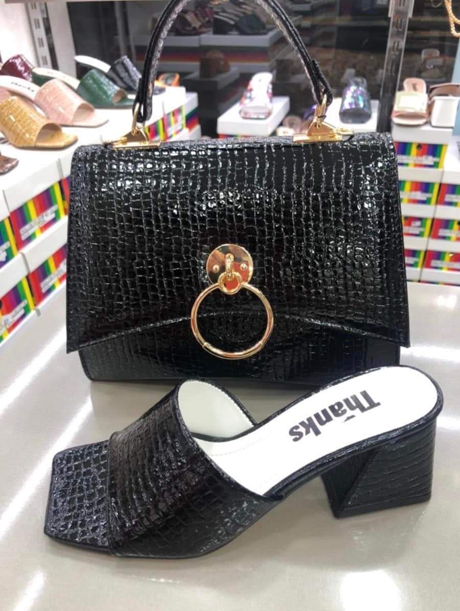 Black Crocodile Embossed Handbag