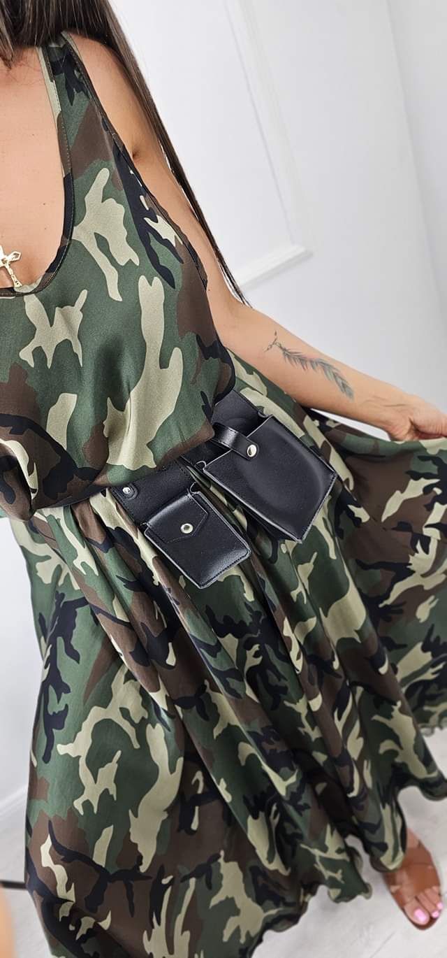 Camouflage Cami A-line Maxi Dress