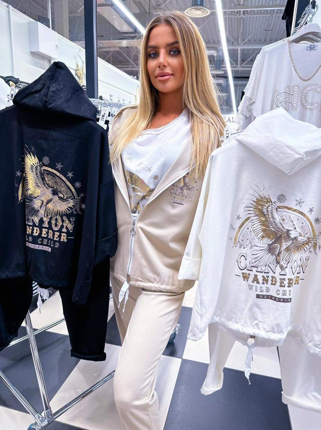 Beige Cotton Canyon Print Tracksuit