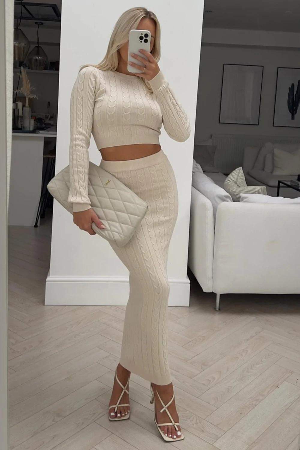 Beige Jumper Two Piece Set