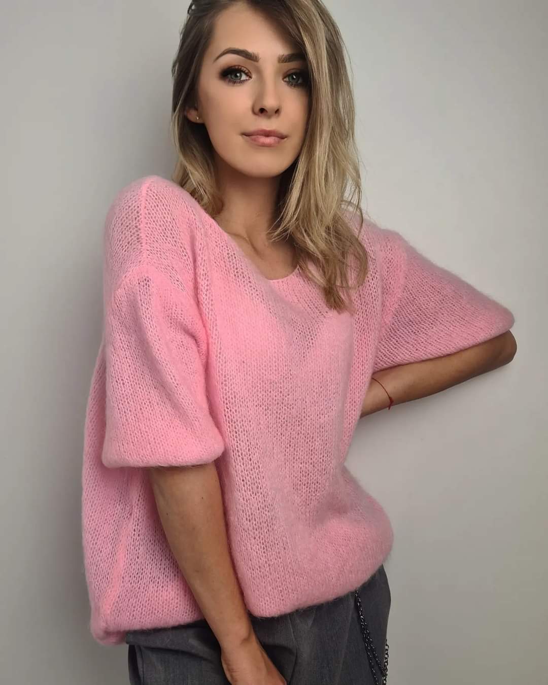 Pink Short Sleeve Oversize Jumper