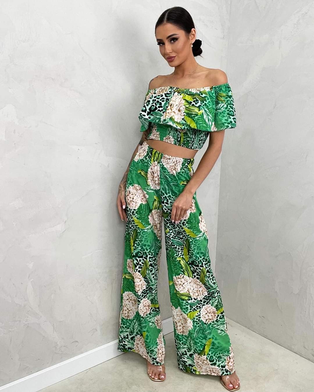 Pink Floral Print Two Piece Co-ord Set