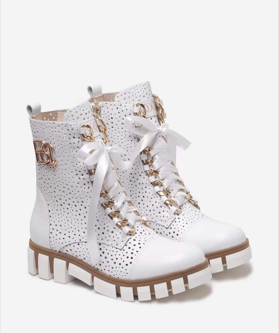 White Leather Mid Calf BOOCI Chelsea Boots