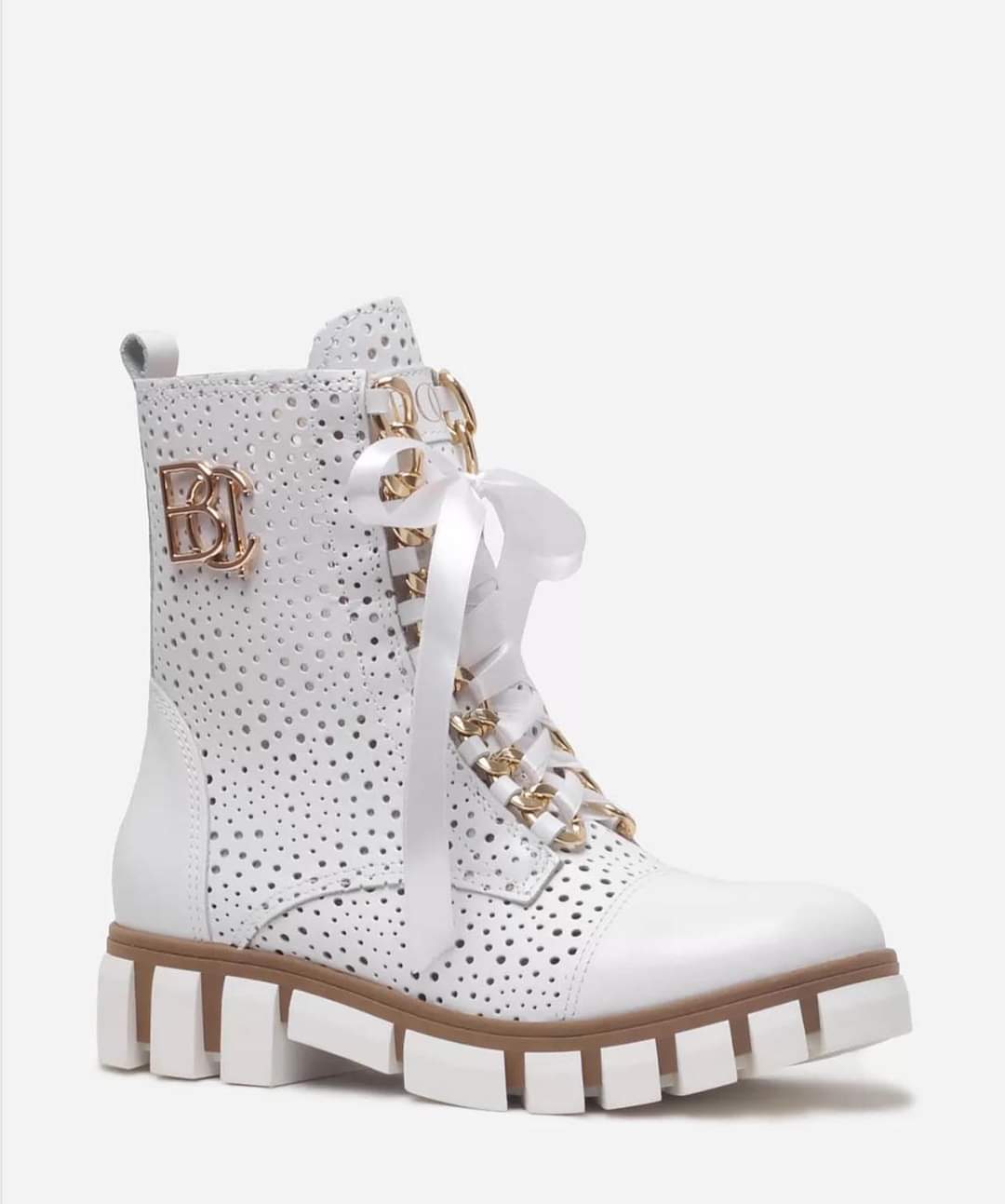 White Leather Mid Calf BOOCI Chelsea Boots