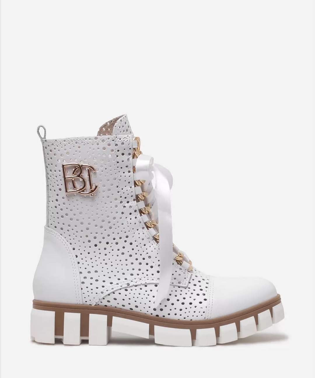 White Leather Mid Calf BOOCI Chelsea Boots