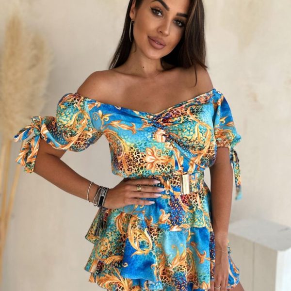 Blue Verso Print Off Shoulder EXCELLENCE Playsuit One Size