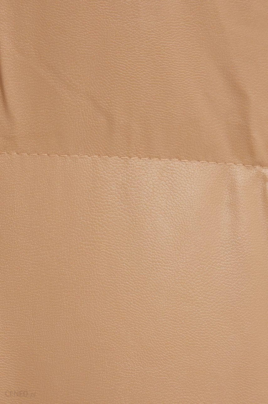 Faux leather short bomber jacket in camel