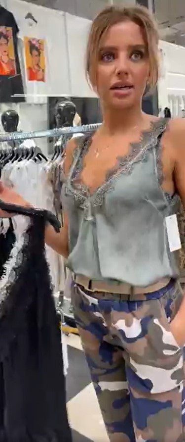 Khaki Lace Satin Vest Top