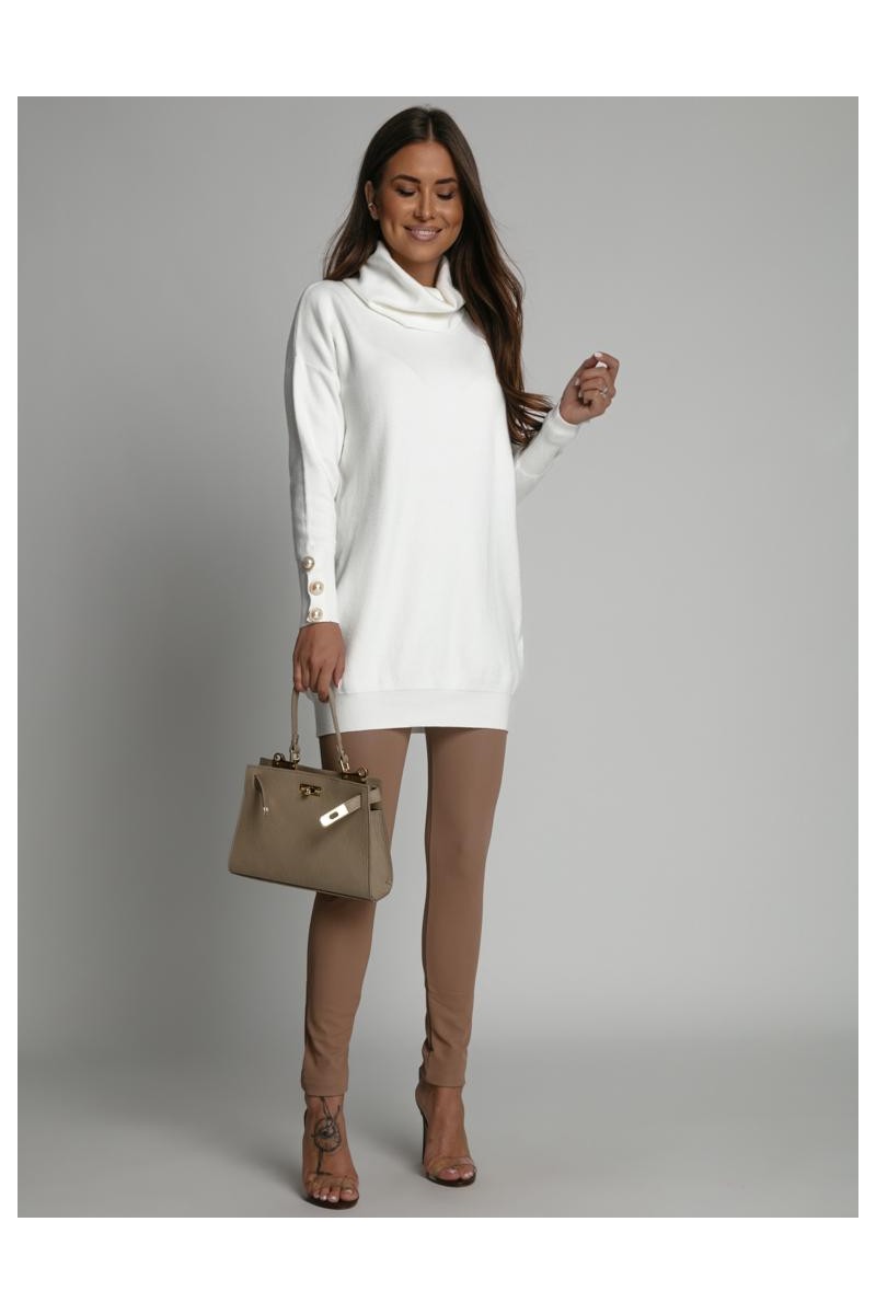 White Short Roll Neck Jumper Dress Tunic