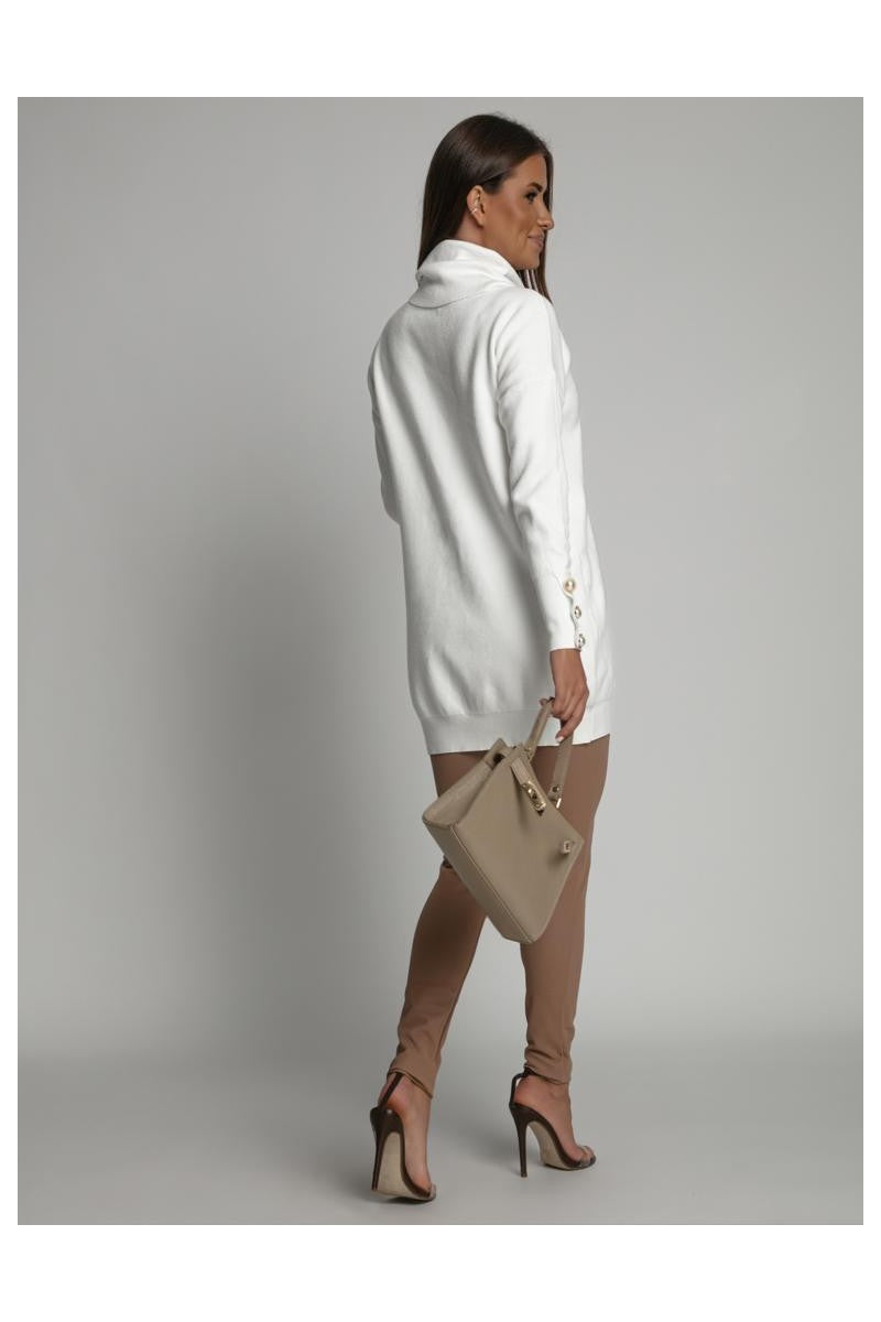 White Short Roll Neck Jumper Dress Tunic