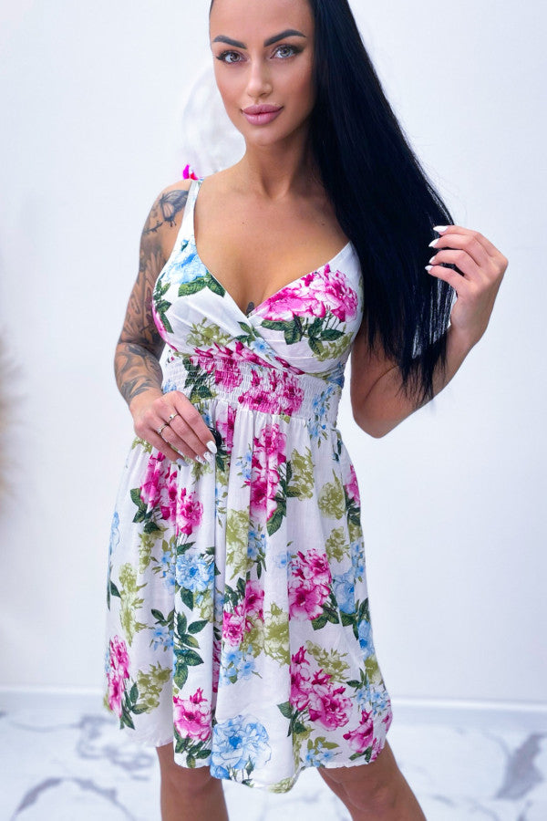 White Short Cami Dress Floral Print