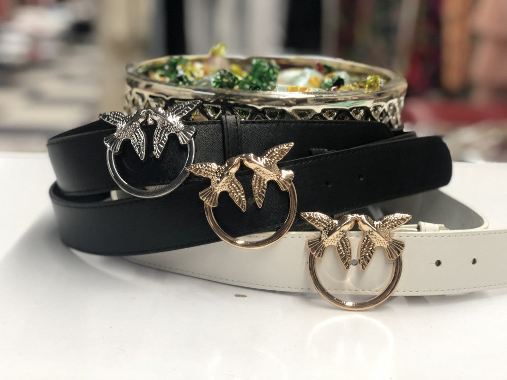 Bird Design Faux Leather Belt