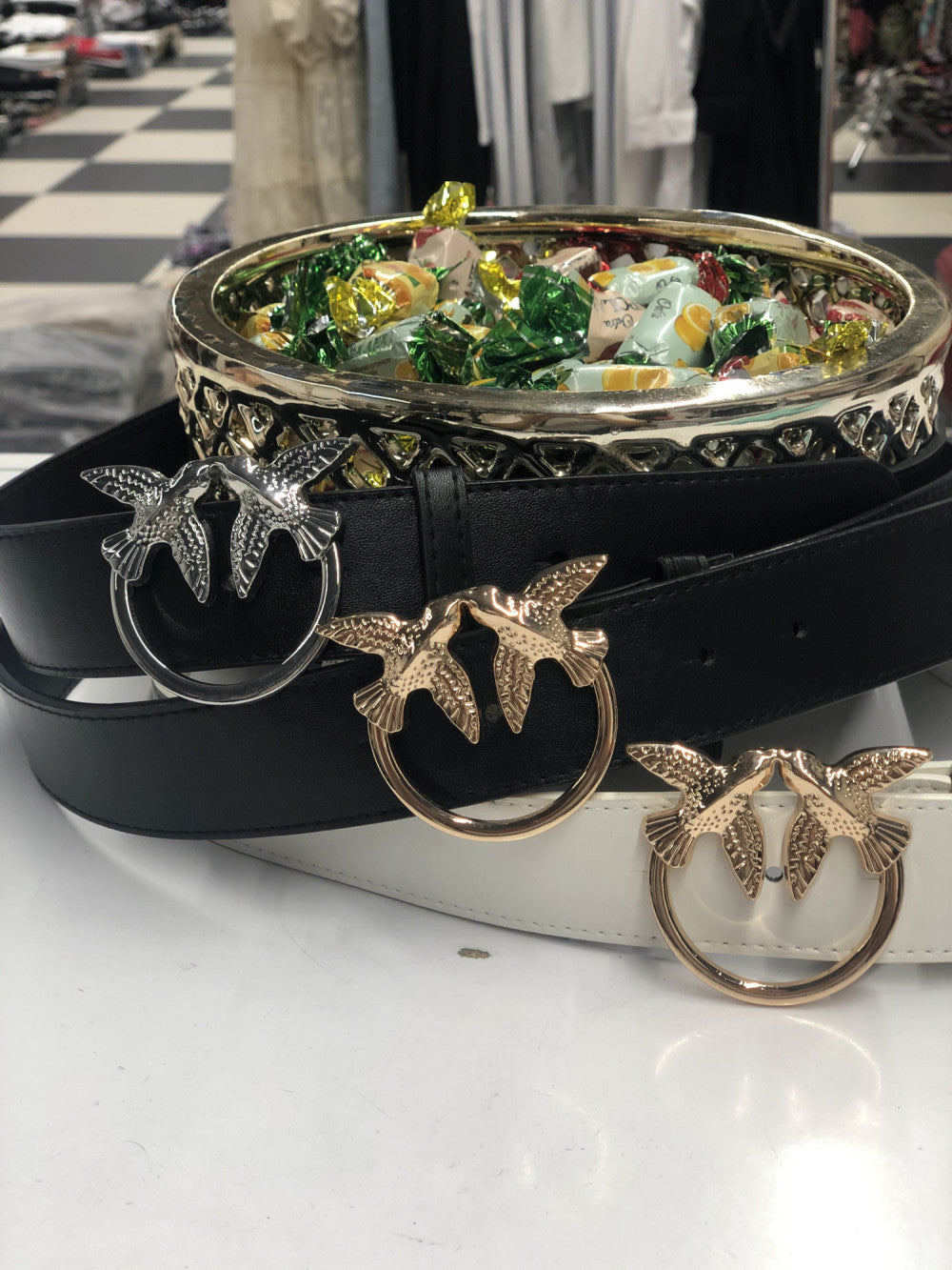 Bird Design Faux Leather Belt