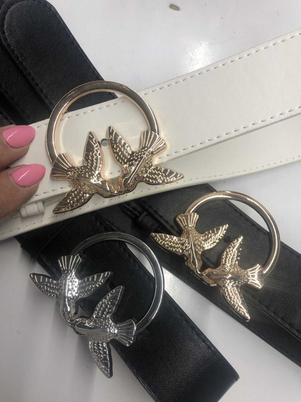 Bird Design Faux Leather Belt