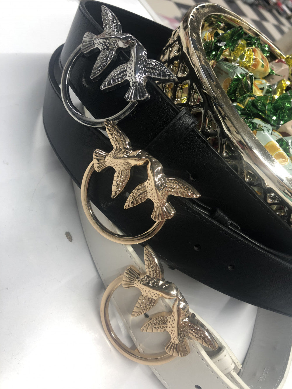 Bird Design Faux Leather Belt