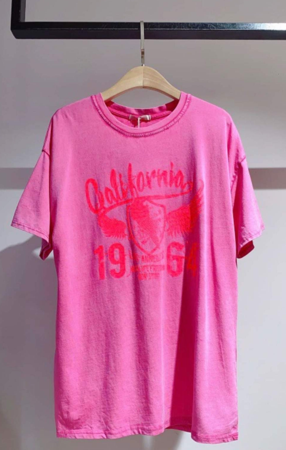 Pink California Print Cotton T-Shirt