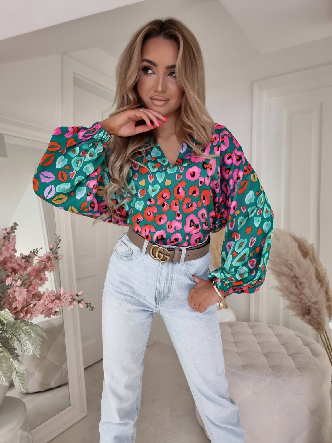 Satin Floral Multicolored Blouse, Top