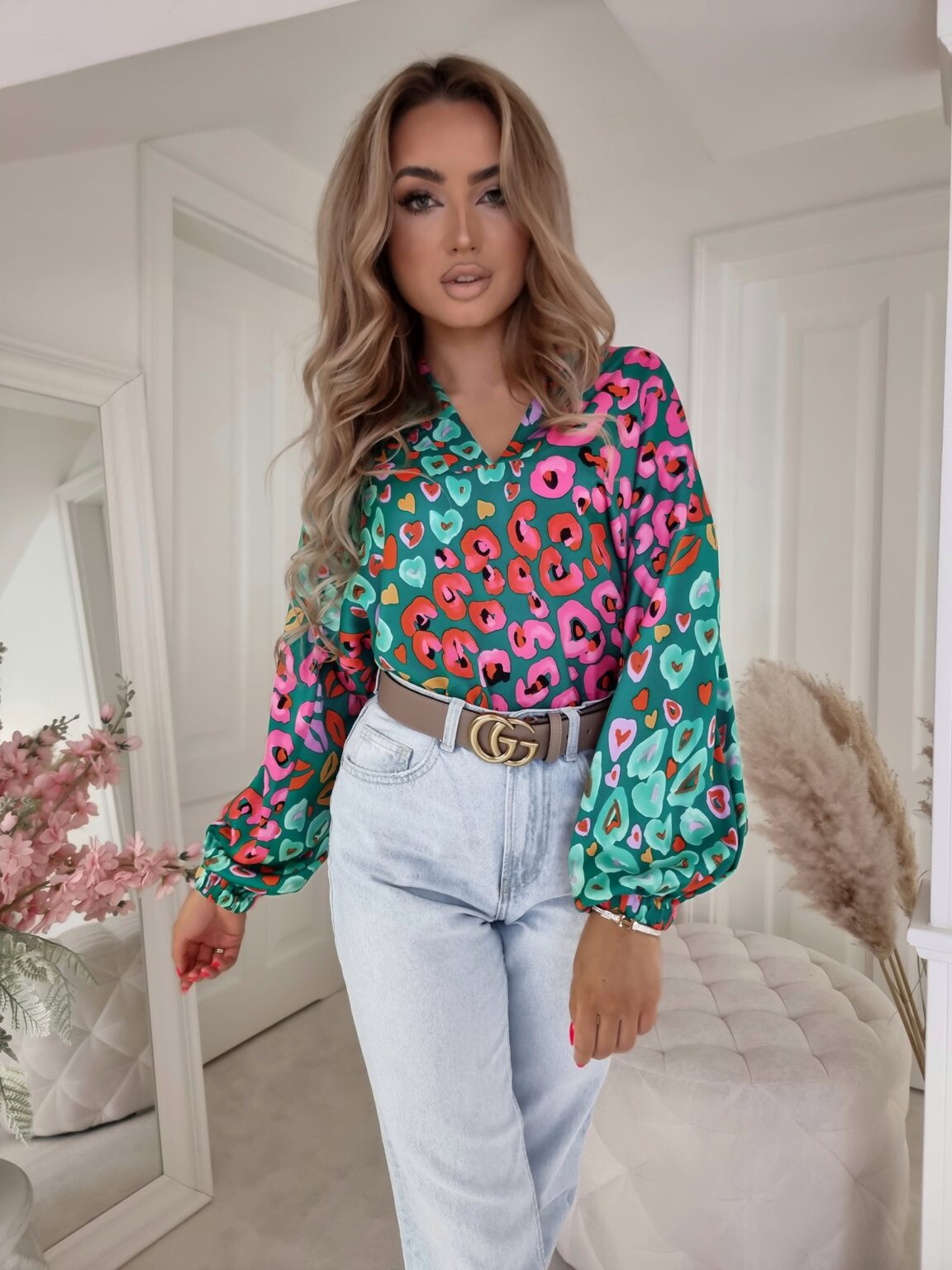 Satin Floral Multicolored Blouse, Top