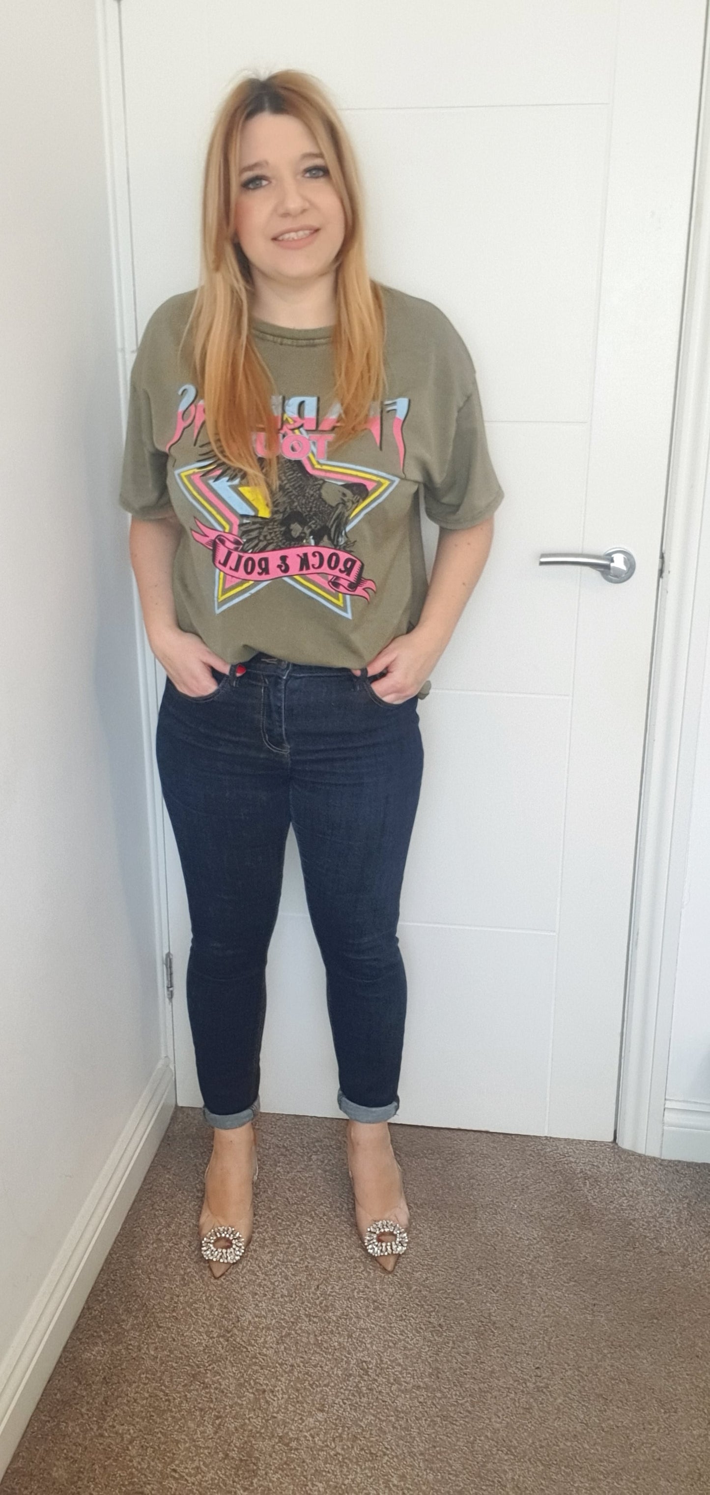 Cotton Fearless Tour Rock and Roll Print T-Shirt