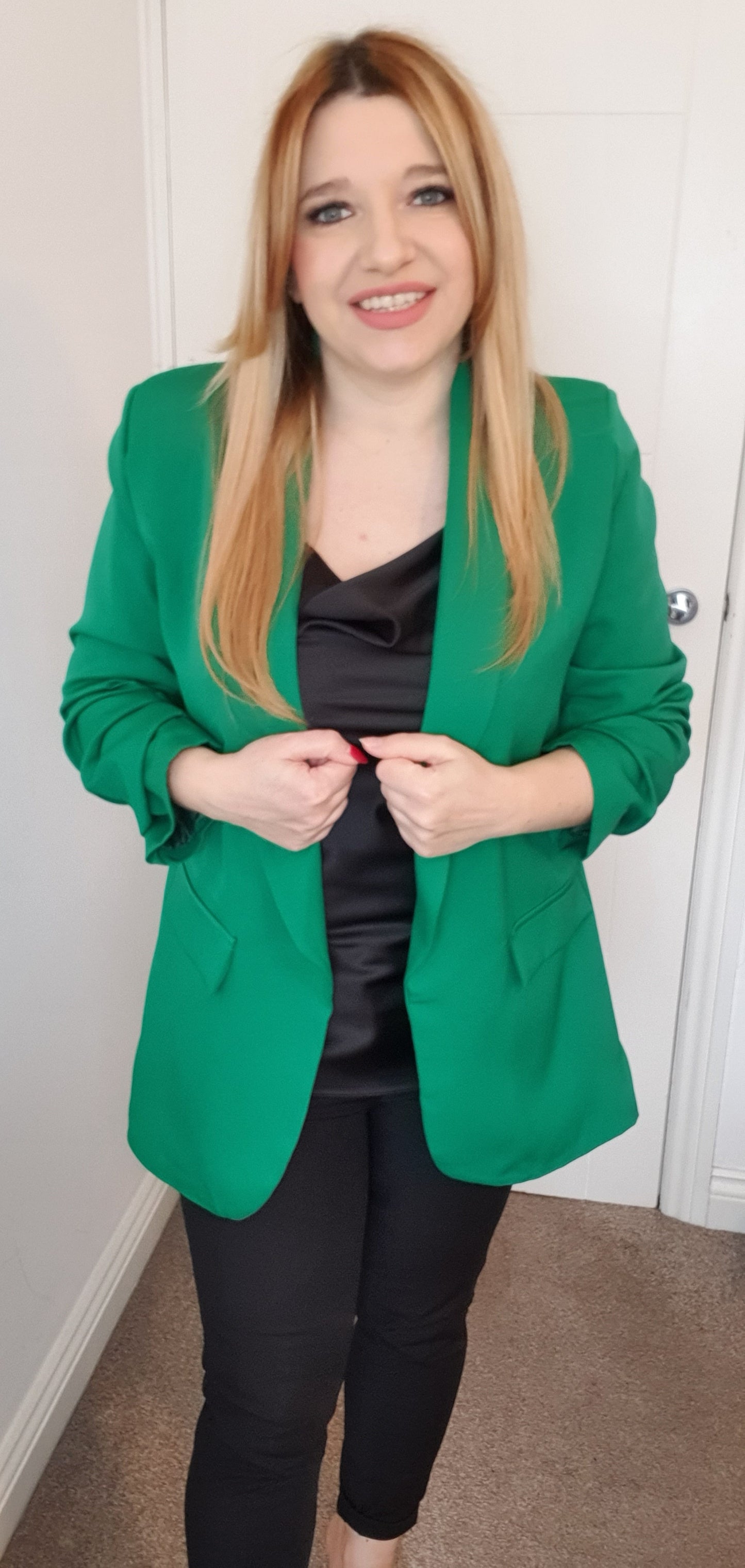 Ruched Sleeve Blazer One Size