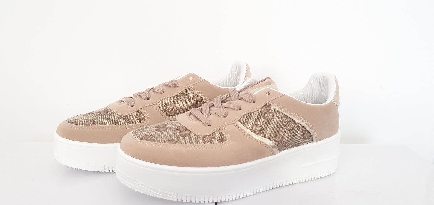 Camel Suedette Platform Trainers