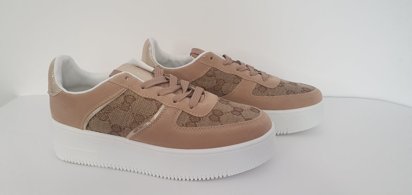 Camel Suedette Platform Trainers