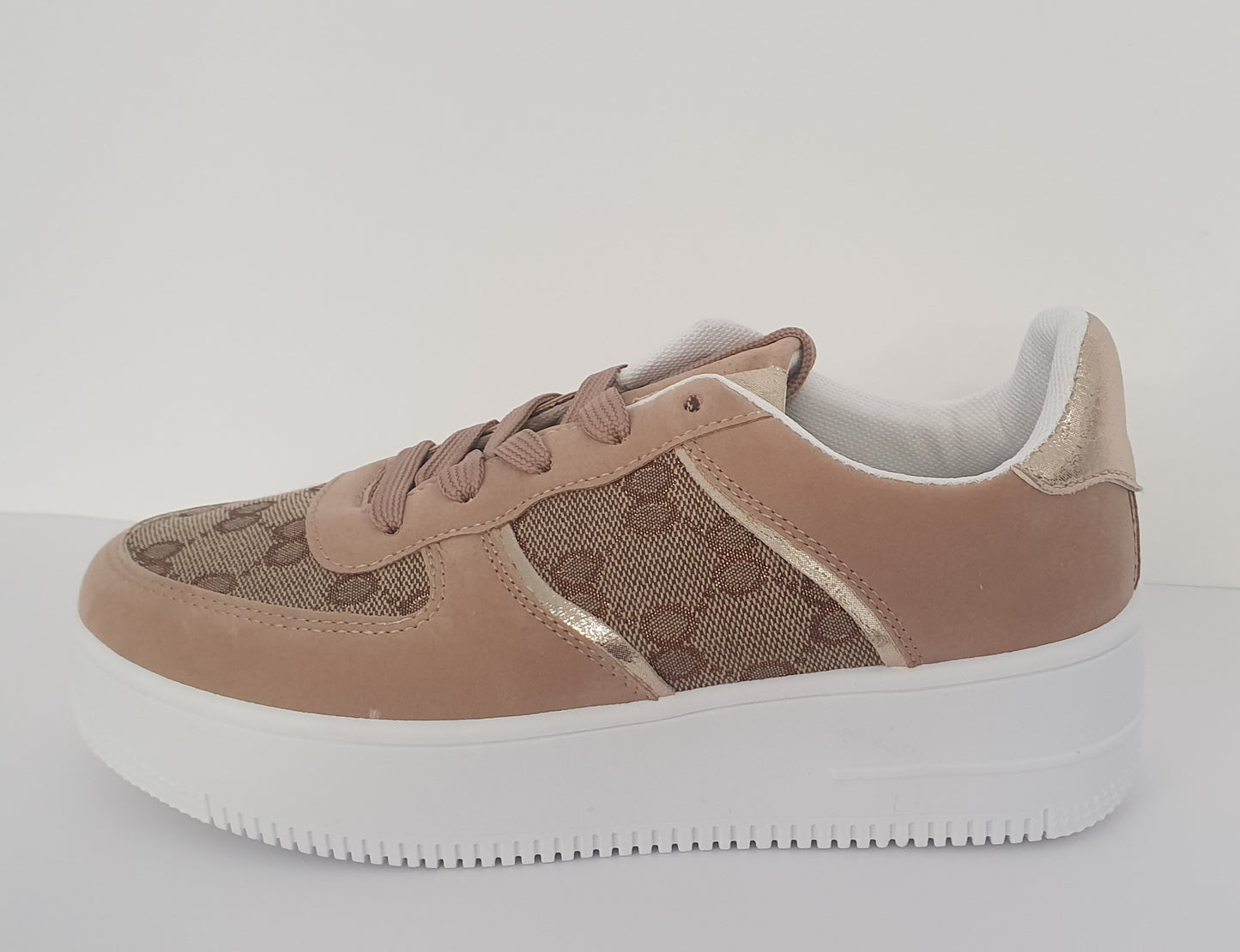 Camel Suedette Platform Trainers