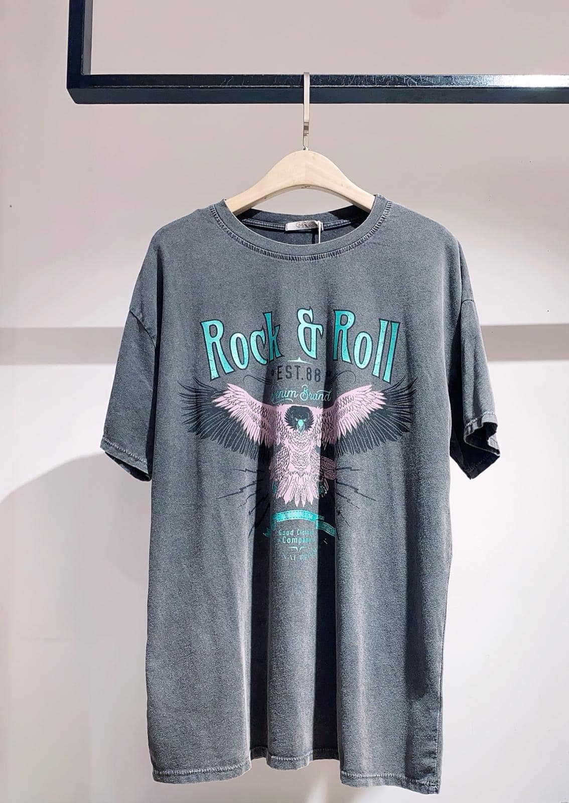 Rock and Roll Eagle Print T-Shirt in Khaki Colour