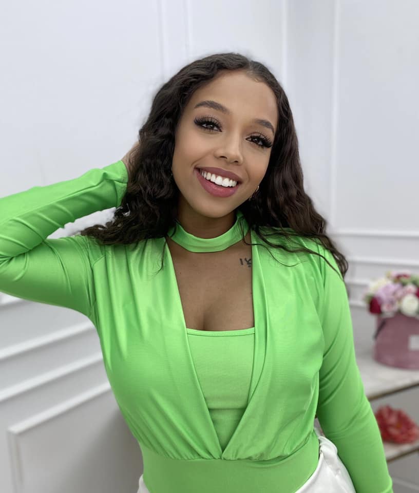 Lycra Choker Bodysuit Top In Pastel Pink, Blue And Green Colours