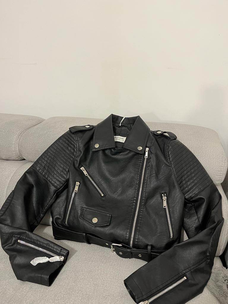 Classic Black Faux Leather Biker Jacket