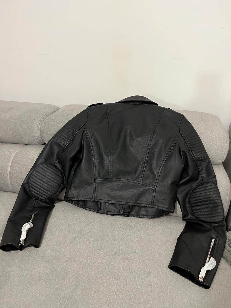 Classic Black Faux Leather Biker Jacket