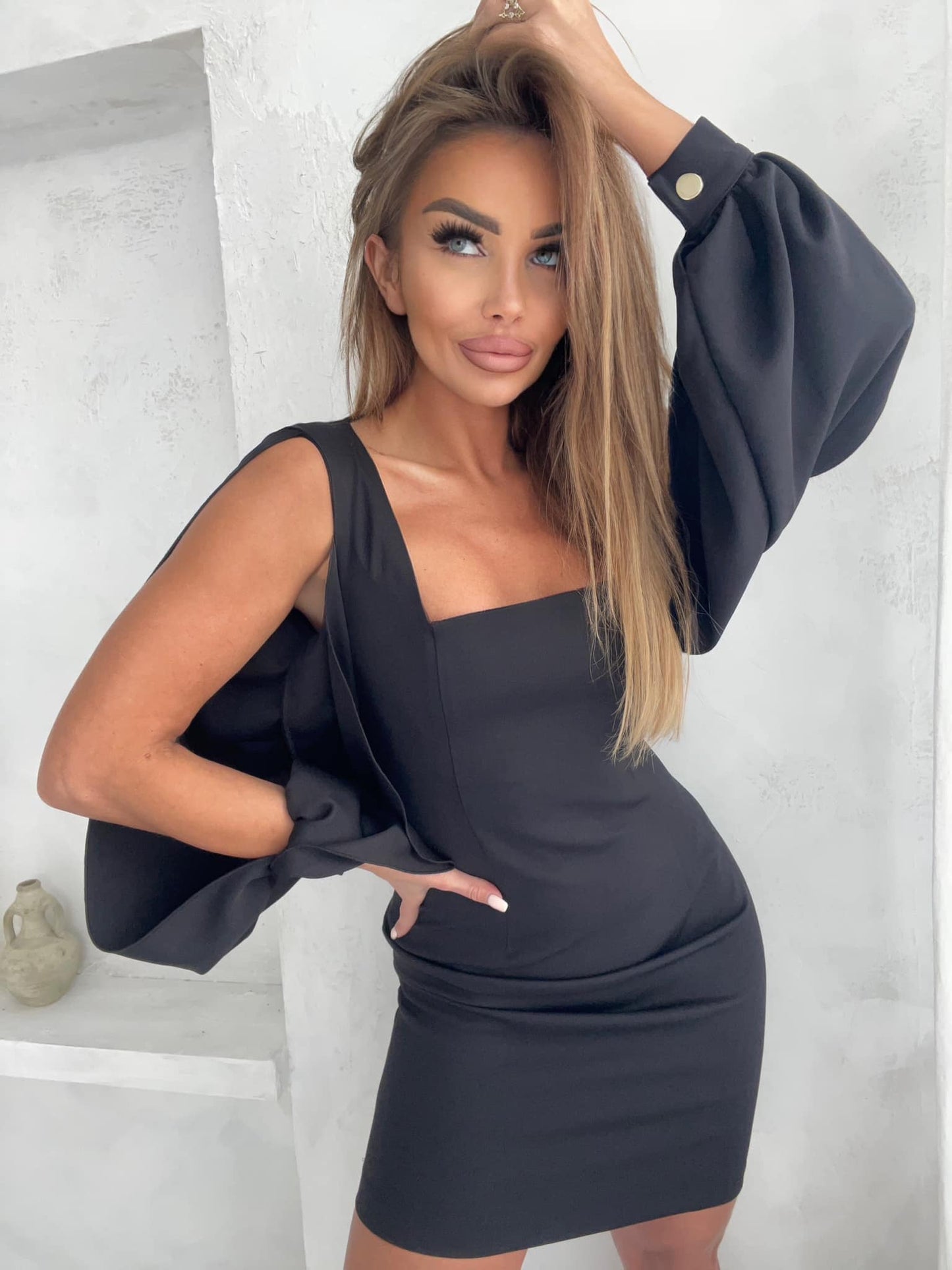 Black Mini Dress With Long Sleeve