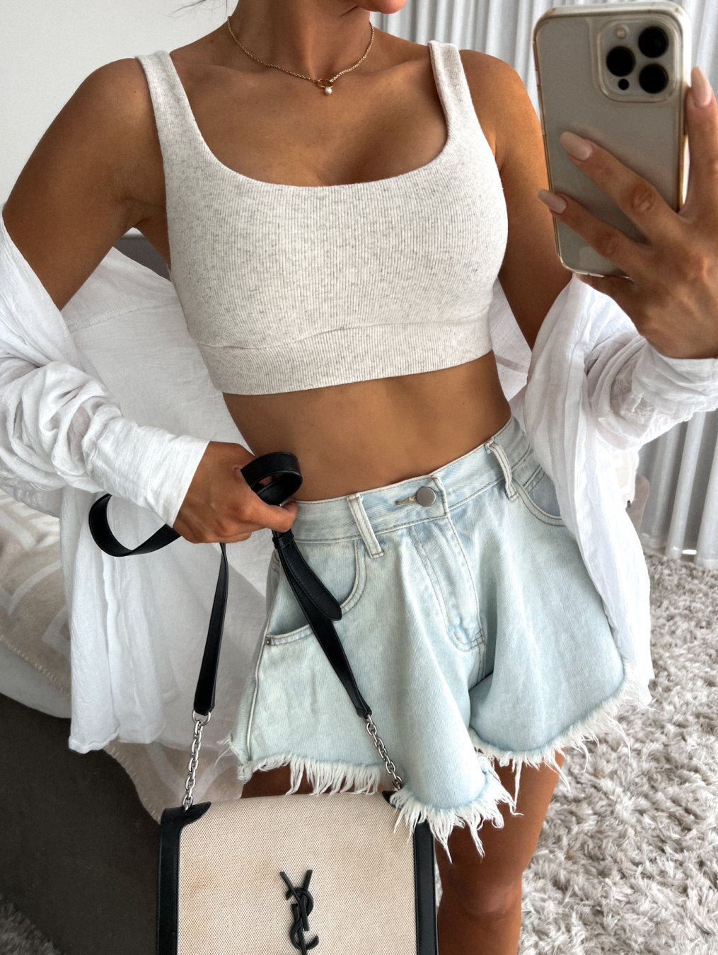 Light Blue Denim High Waist Wide Leg Shorts XS, S, M and L Sizes