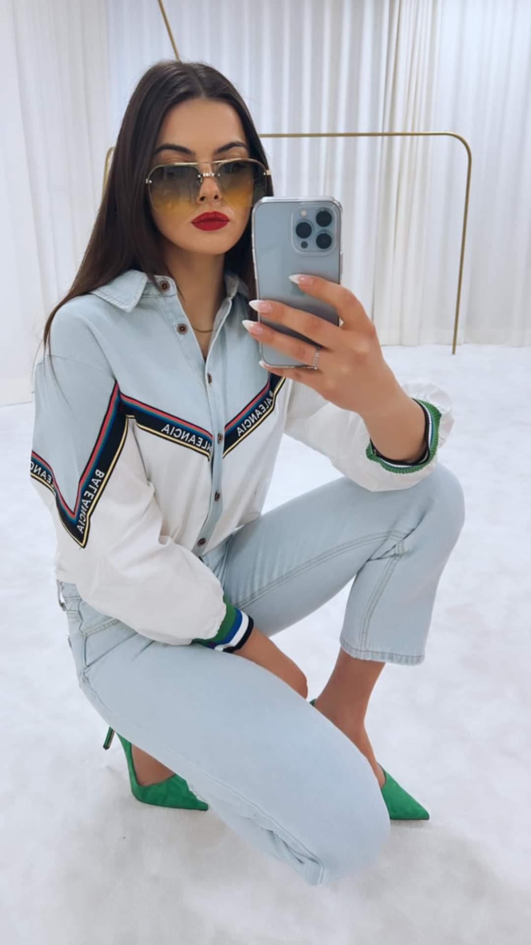 Blue Denim Oversize Smart Shirt Unique Design